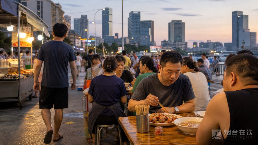 到蓬莱,游客晚上的去处可以是八仙市集