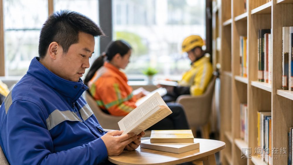 烟台黄渤海新区把阅读点设到家门口,户外劳动者能歇脚看书